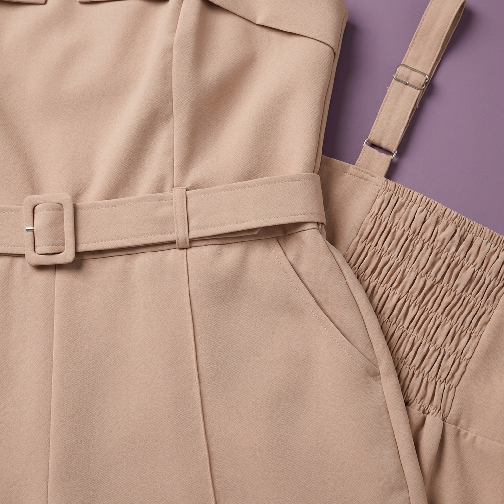 Macacão Feminino Plus Size em Alfaiataria com Cinto e Alças Reguláveis Elegante