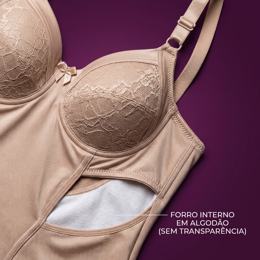 Body Modelador Feminino Redutor em Cetinete com Bojo – Alta Compressão e Sustentação