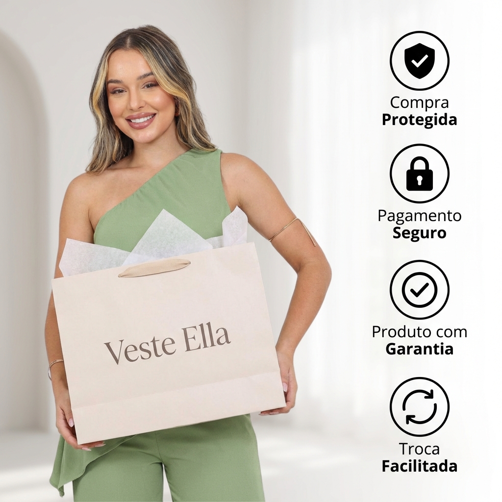 Conjunto Feminino em Crepe com Blusa Ombro Só Assimétrica e Calça Pantalona de Alfaiataria