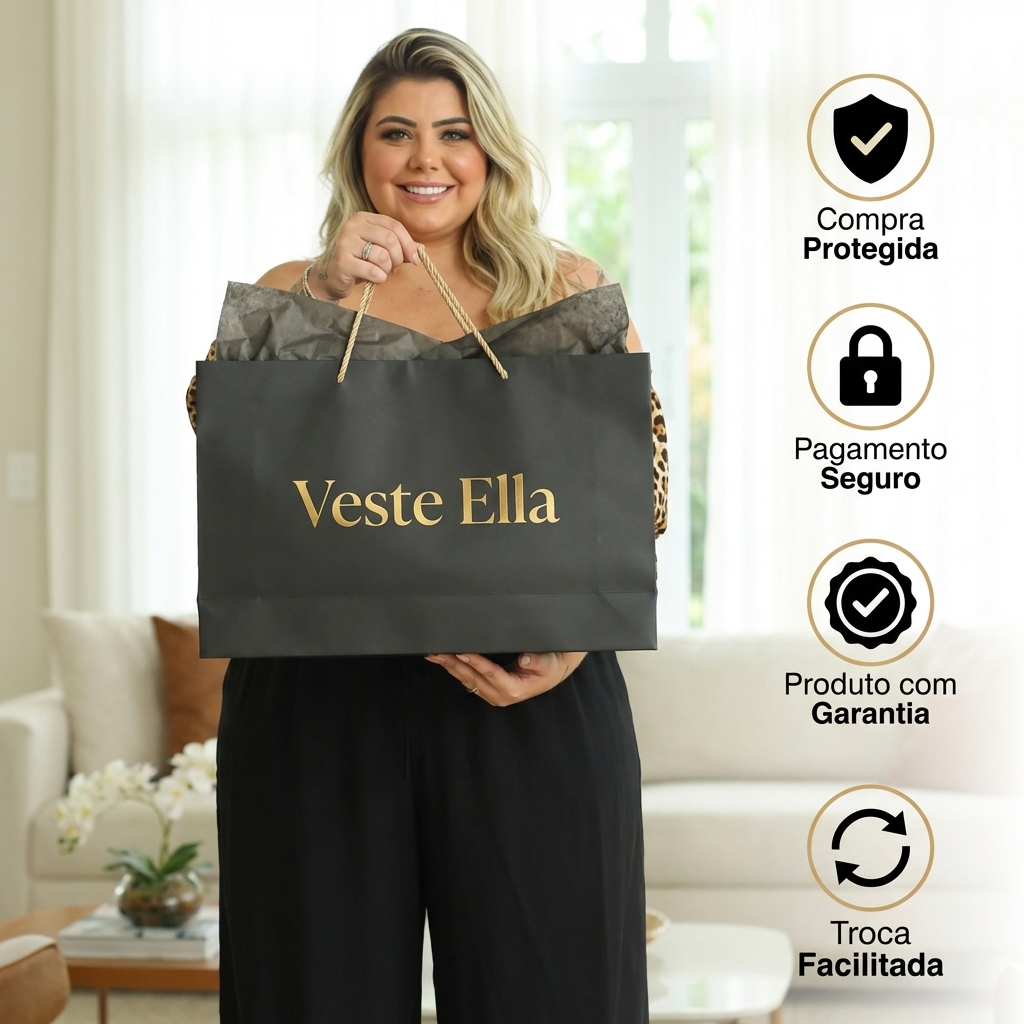Calça Pantalona Feminina Plus Size Cintura Elástica Serena