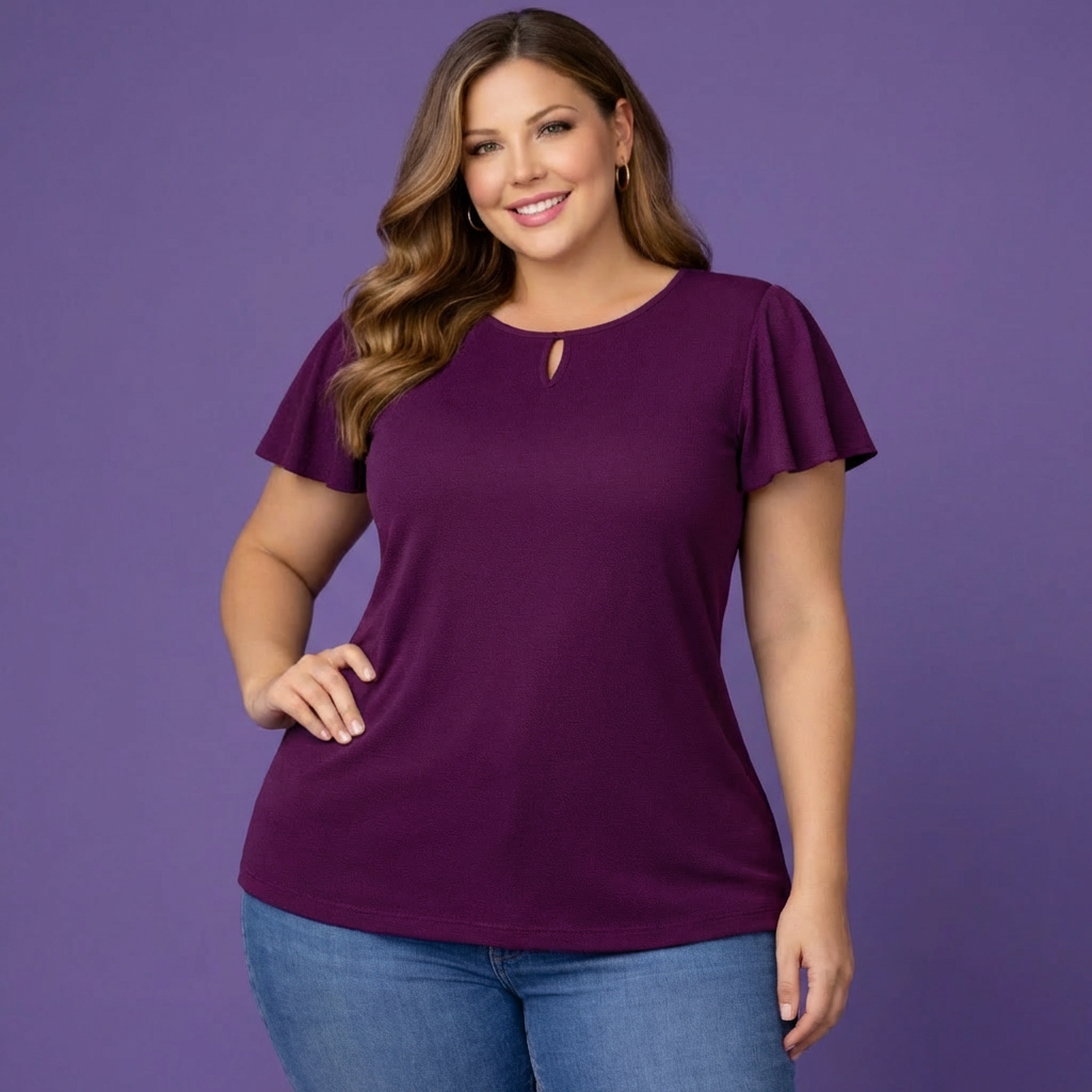 Blusa Plus Size com Manga Decote GOTA